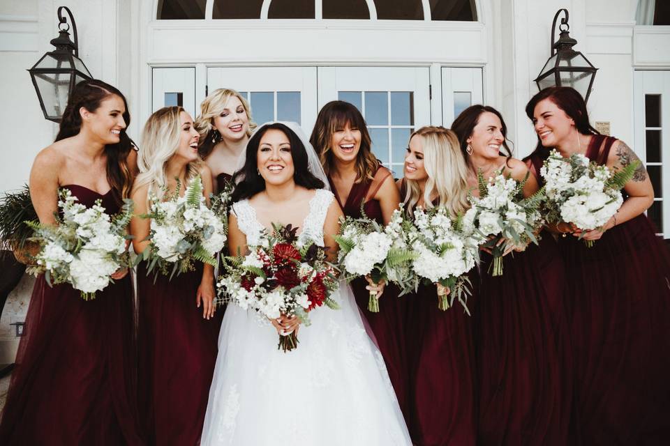 Bridesmaid Peach & Burgundy