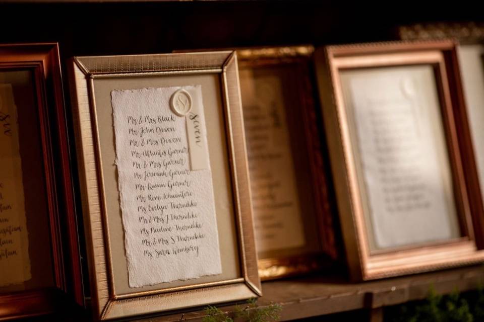Custom calligraphy seating