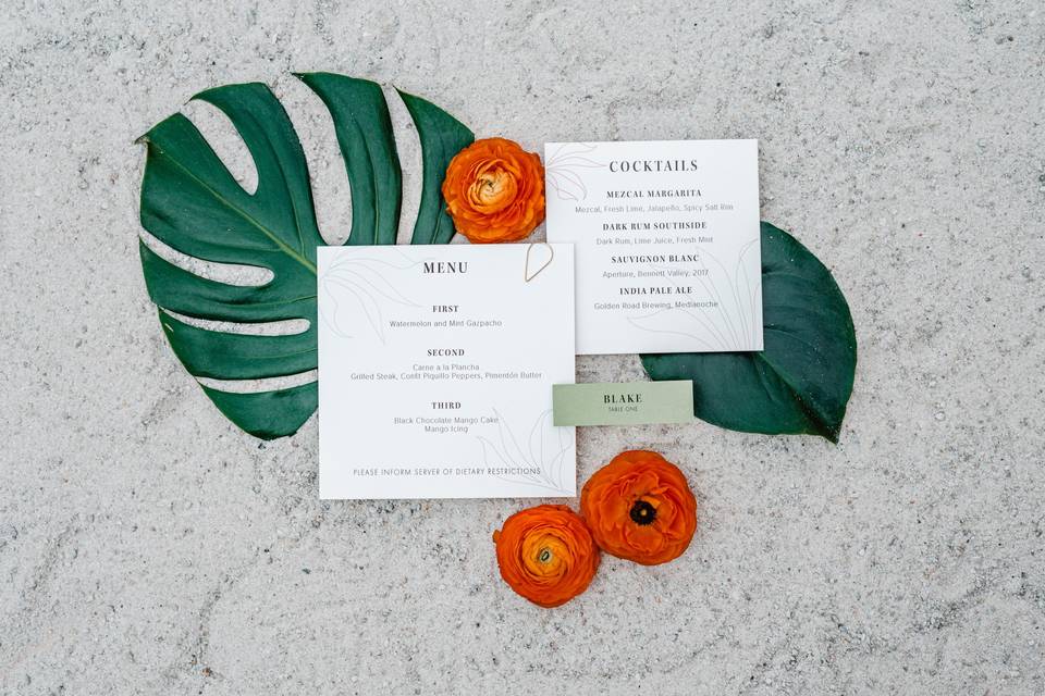 Royal Palms Menu Set