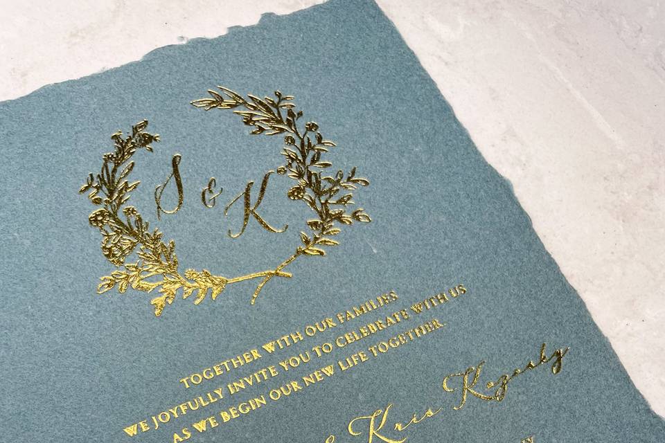 Gold foil on handmade paper