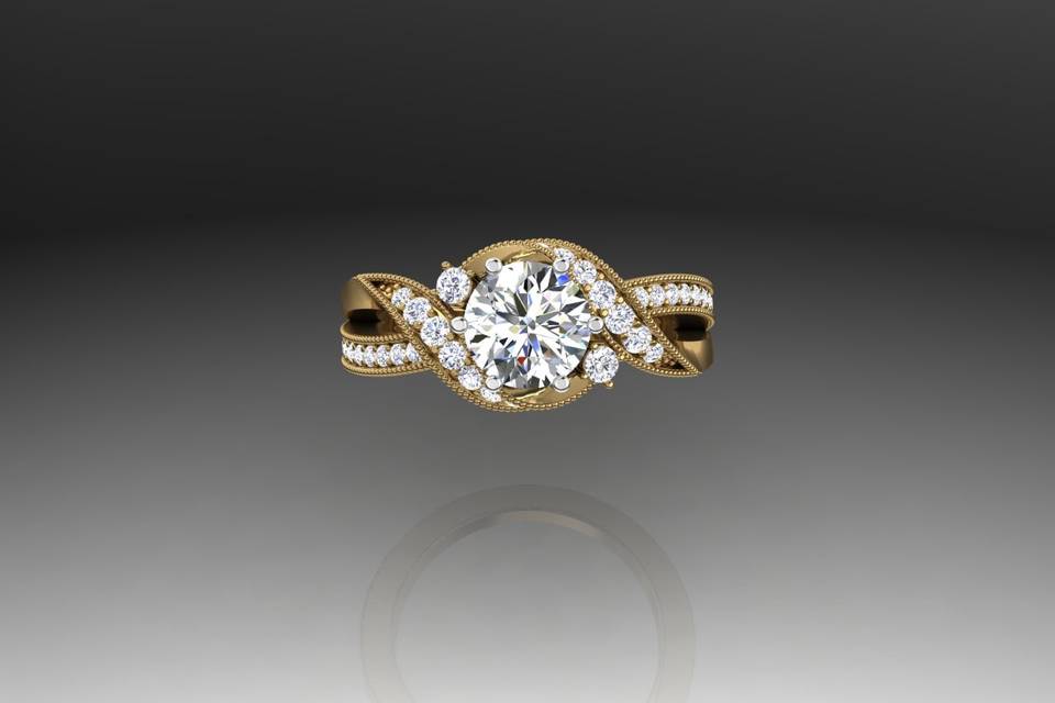 Yellow Gold Custom Bypass Ring