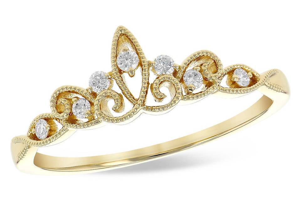 Yellow gold diamond crown ring
