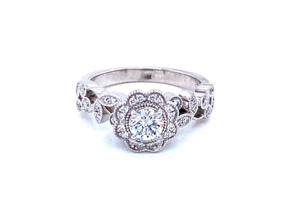 Floral Diamond Engagement Ring