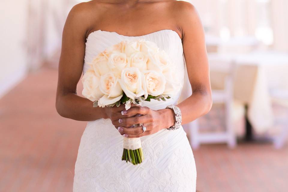 Bride and bouquet