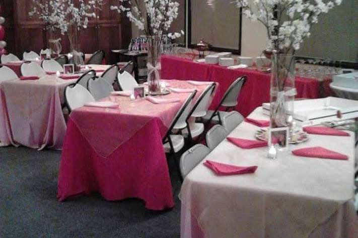 Pink and white reception