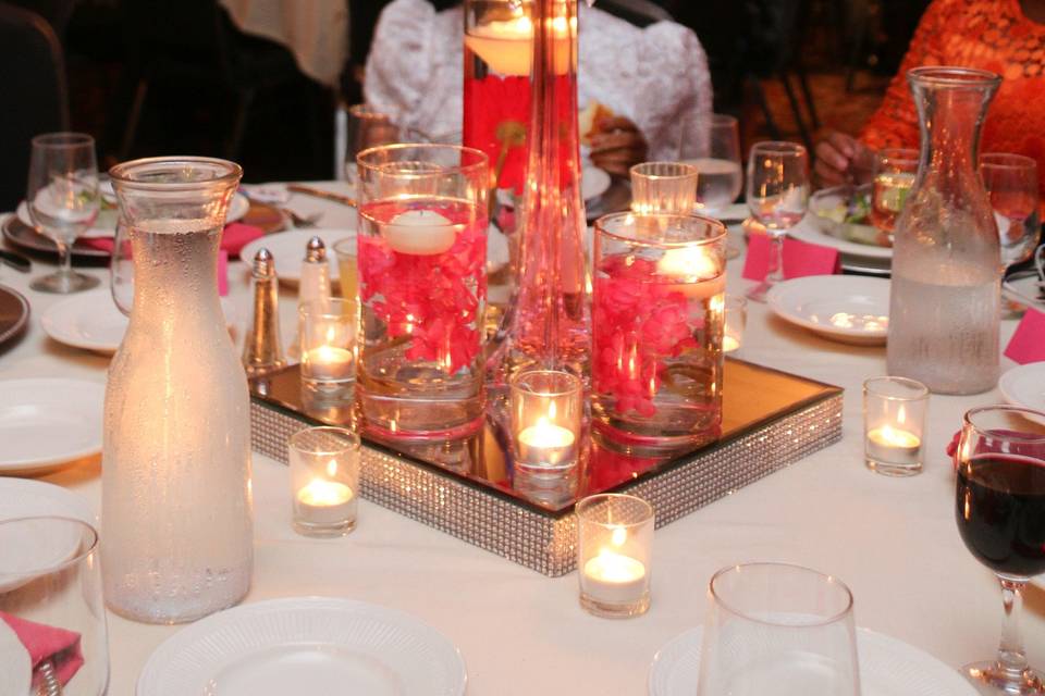 Hot pink centerpiece