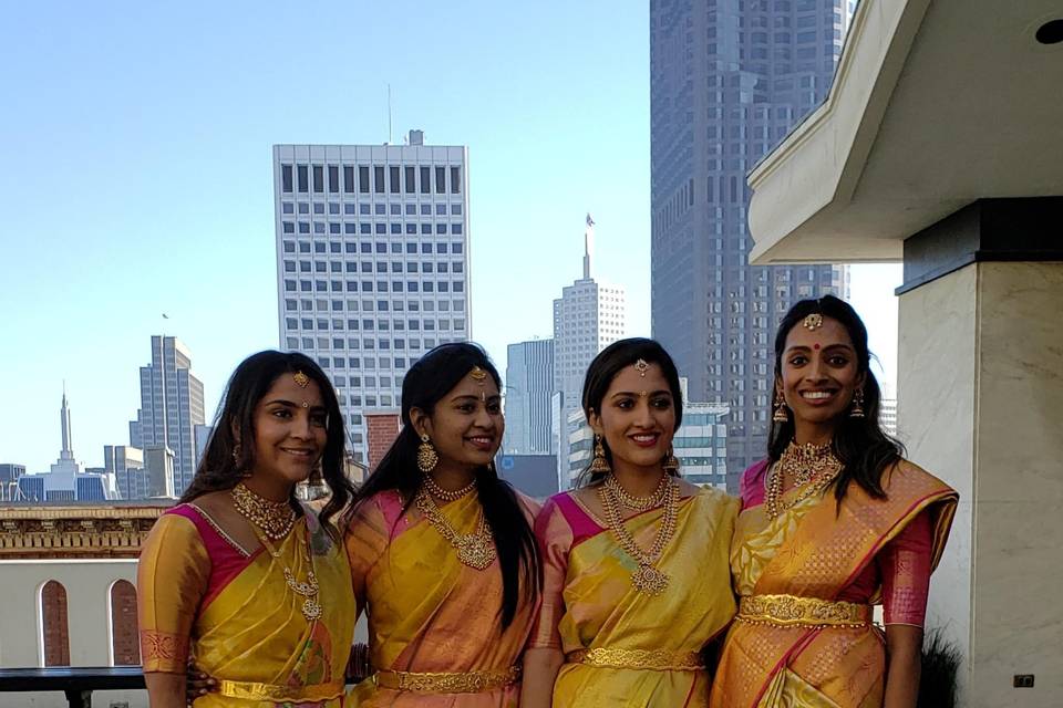 Yellow and orange hues for the sarees