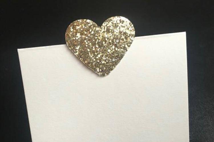 Gold Heart Placecard