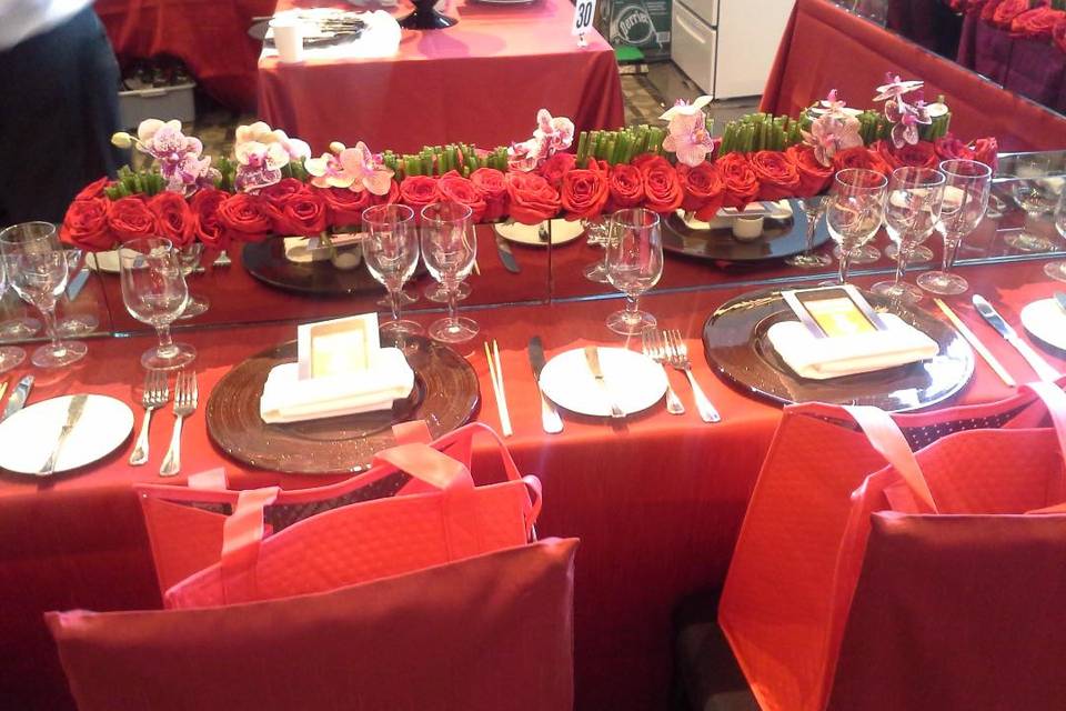 Dinner setup and floral decor