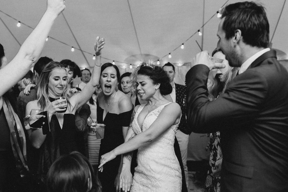 Bride enjoying the dance floor