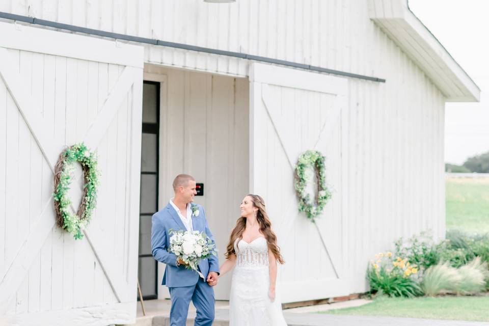 White barn wedding