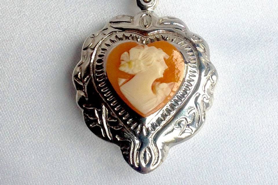 120.00 Victorian Hand Carved Shell Cameo- Sterling Silver