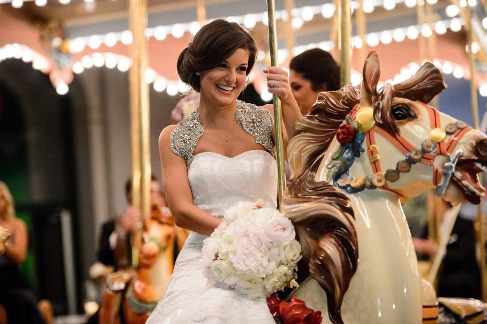 Bride on carousel