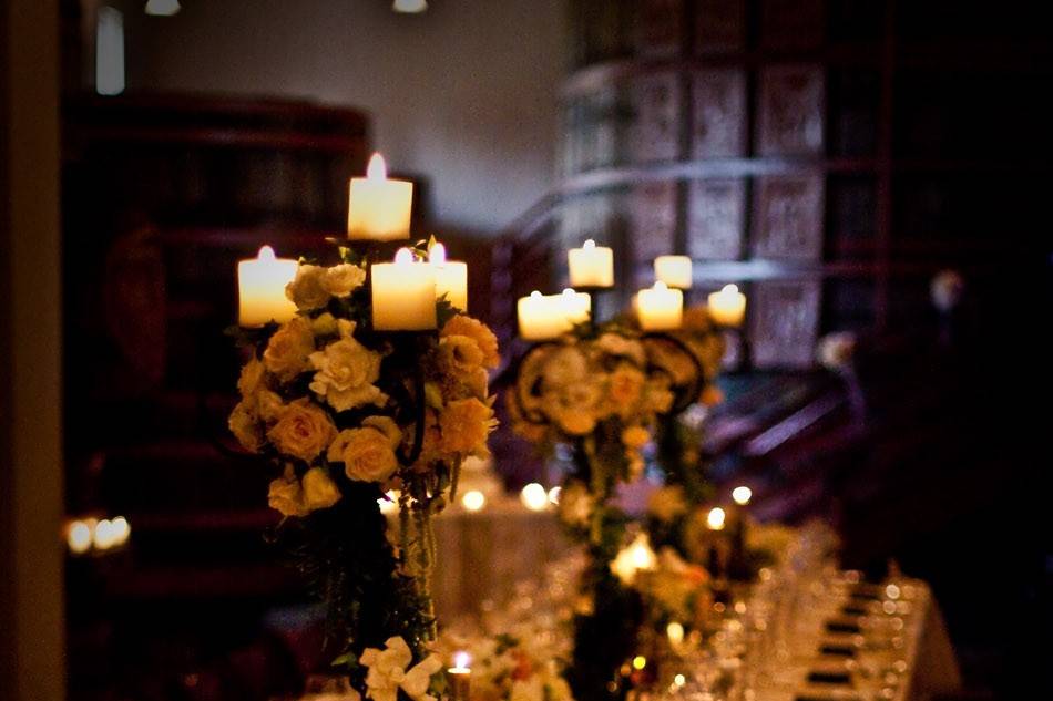 Table setup with centerpiece