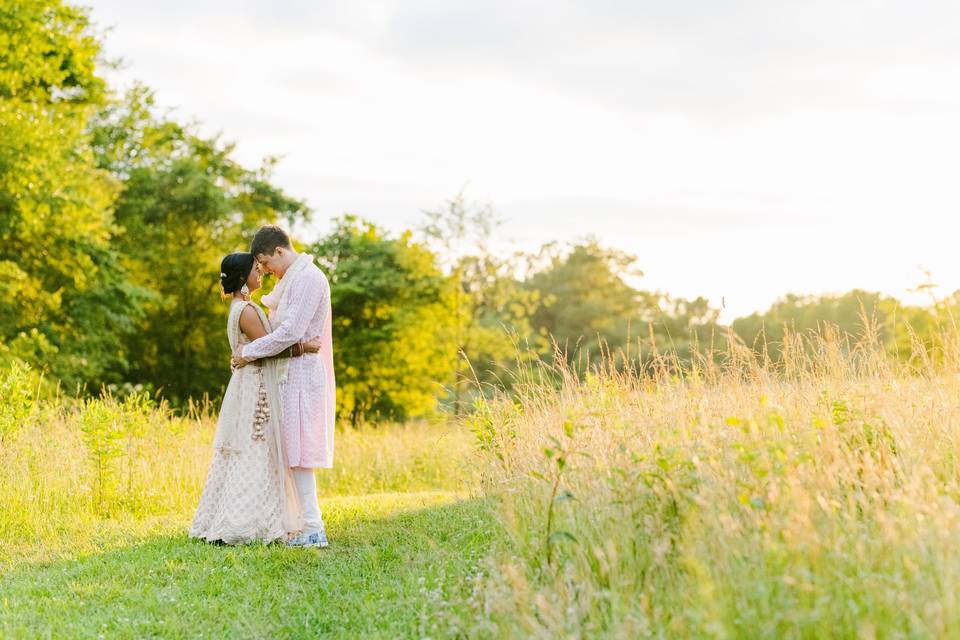 Bride and Groom at Sunset