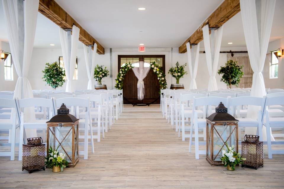 Indoor Barn Wedding Ceremony