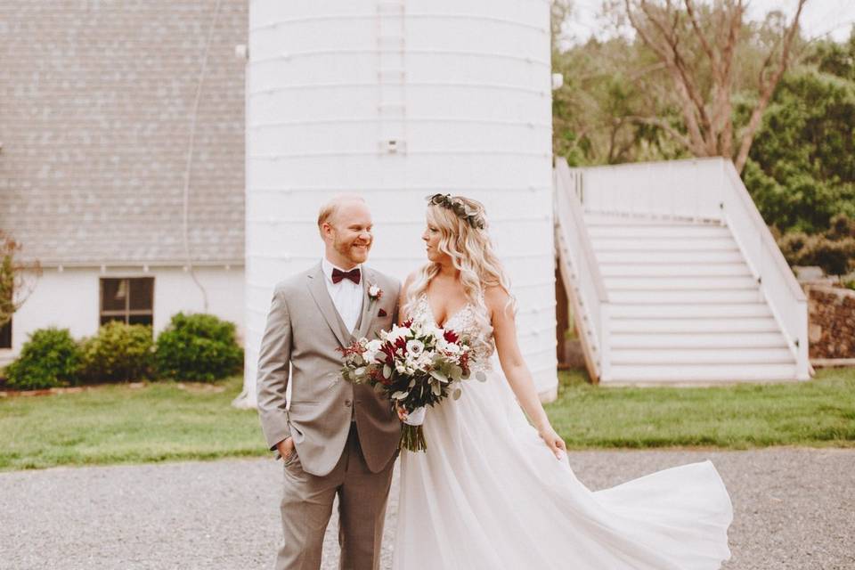 Bride and Groom by White Silo