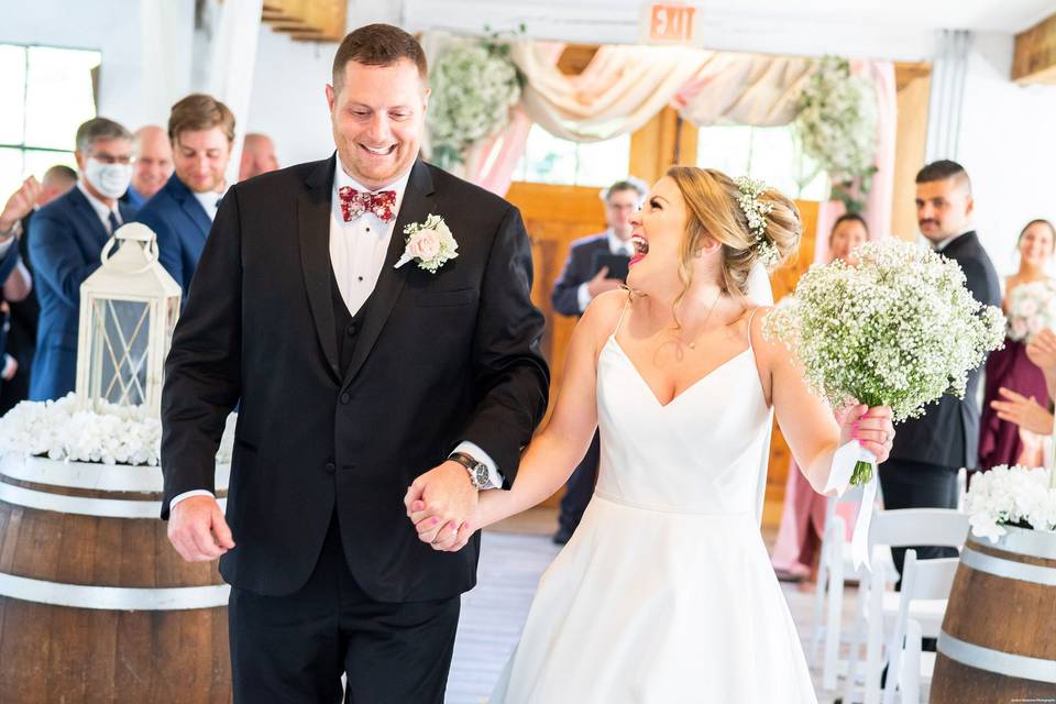 White Barn Wedding Ceremony