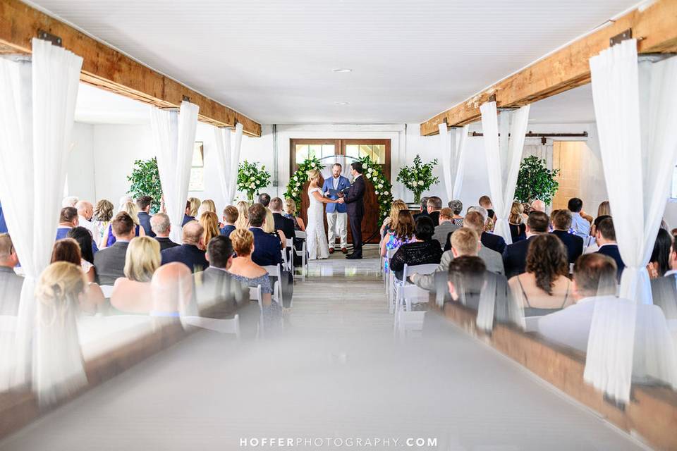 Indoor Barn Wedding Ceremony