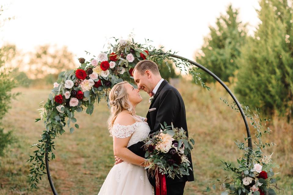 Bride and Groom at Sunset