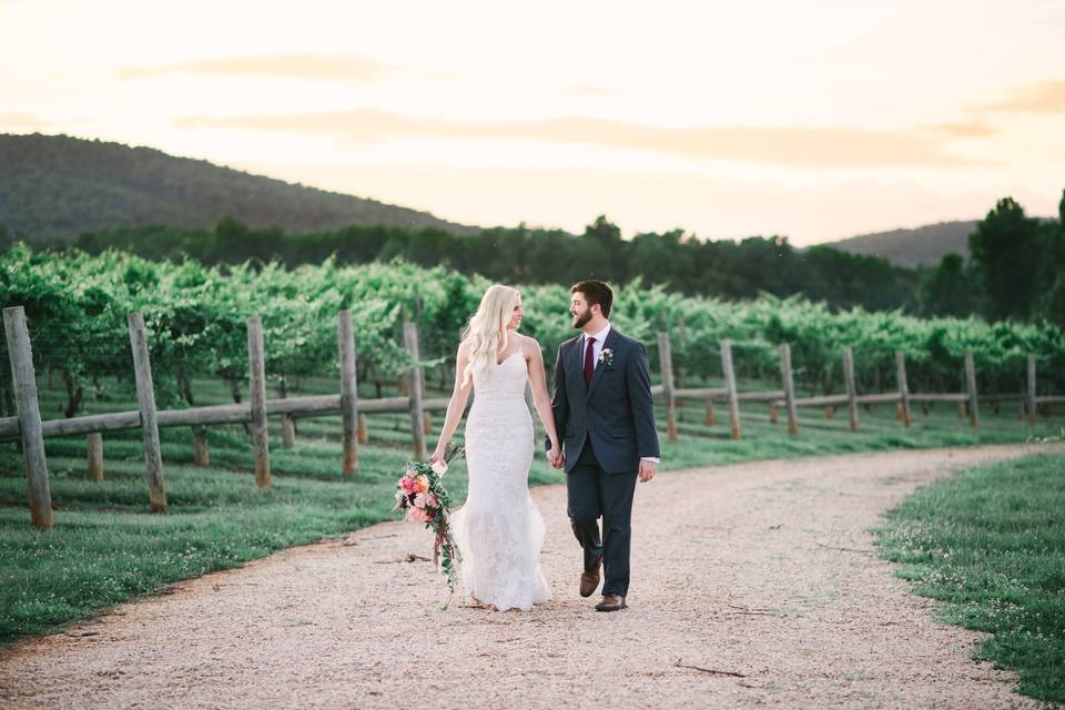 Walking through the vineyard