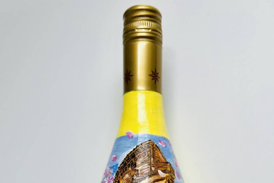 Hand painted wine bottle-gift