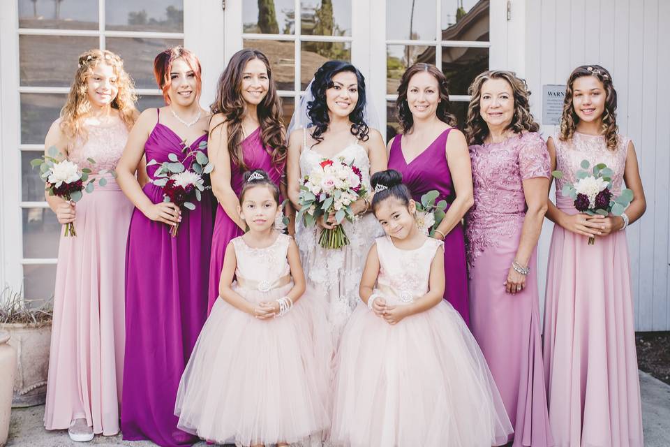 Bride and bridesmaids