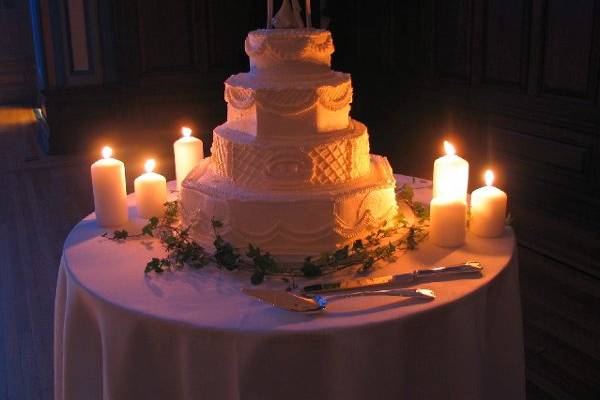 Multiple layered wedding cake