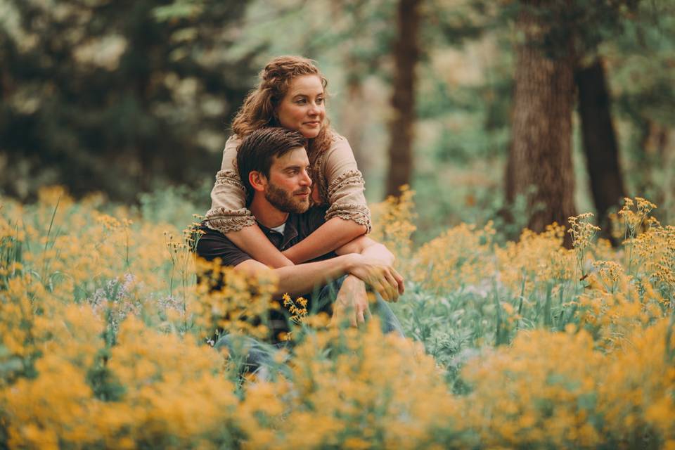 Sitting among the flowers