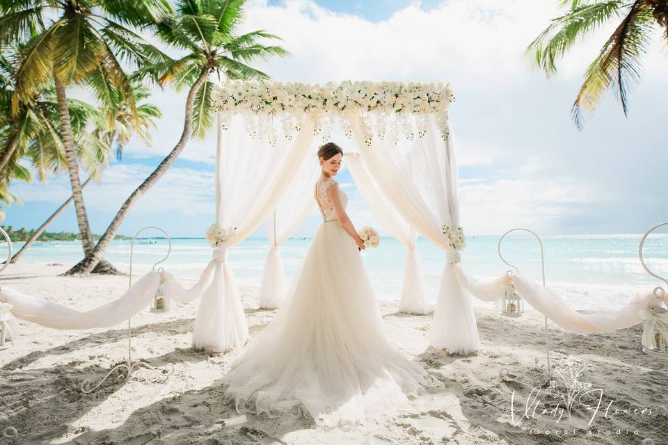 White wedding arch