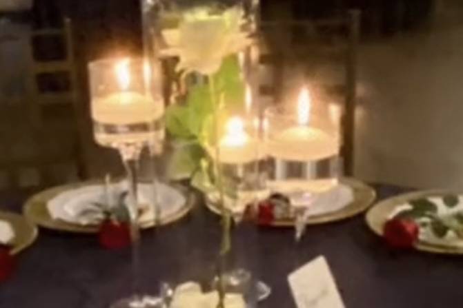 White rose with stem candle