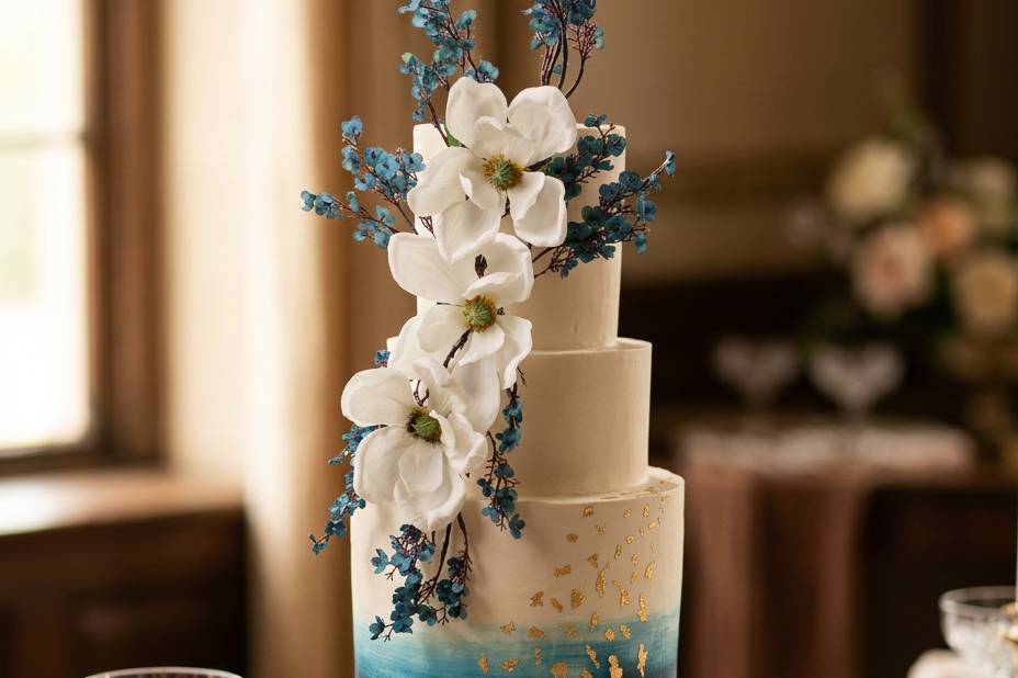 Ombre Blue Custom Wedding Cake
