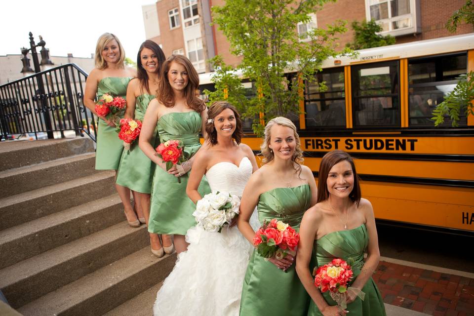 Bride with bridesmaids