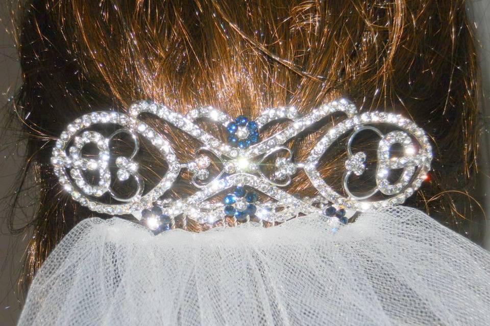 Victorian inspired crystal hair comb veils.