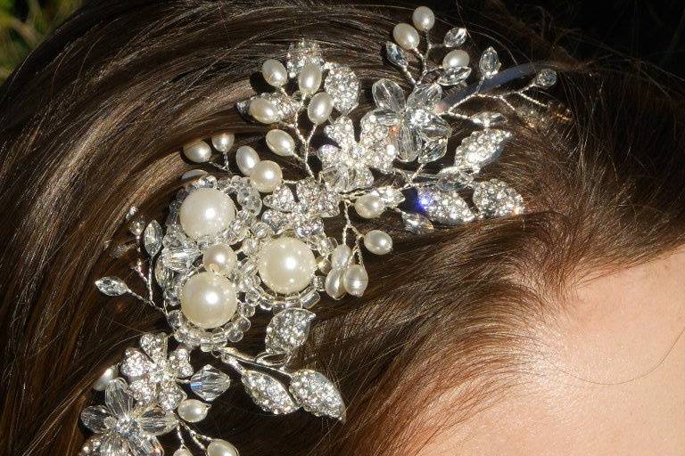 No veil? Why not wear a beautiful crystal and pearl headpiece instead?