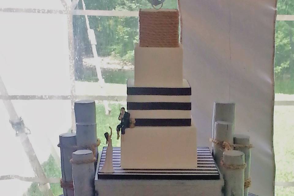 4-tier box type wedding cake