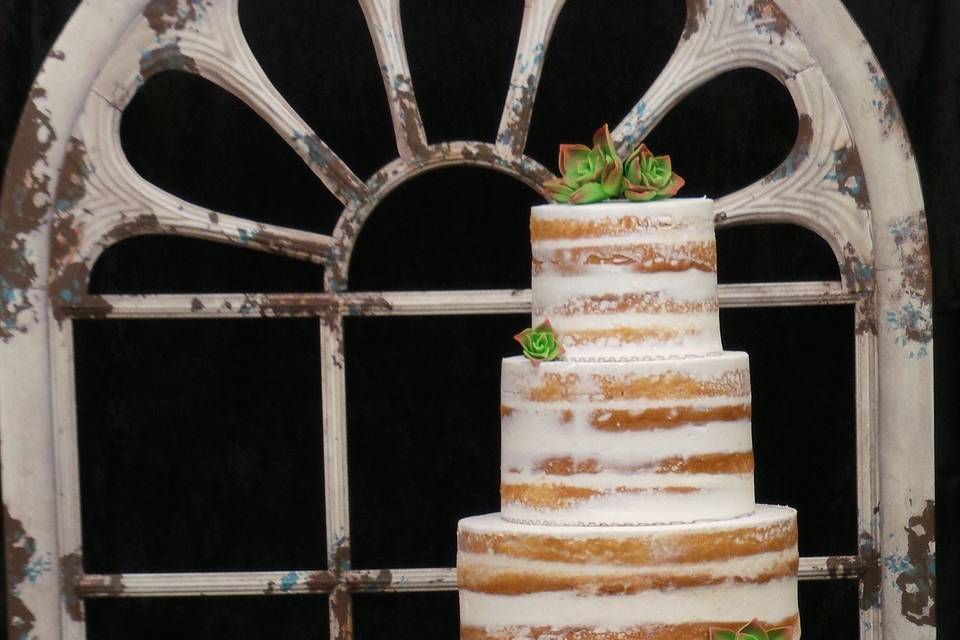3-tier naked wedding cake