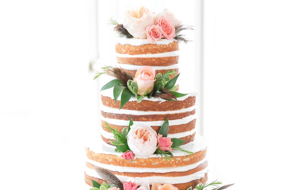 4-tier naked wedding cake