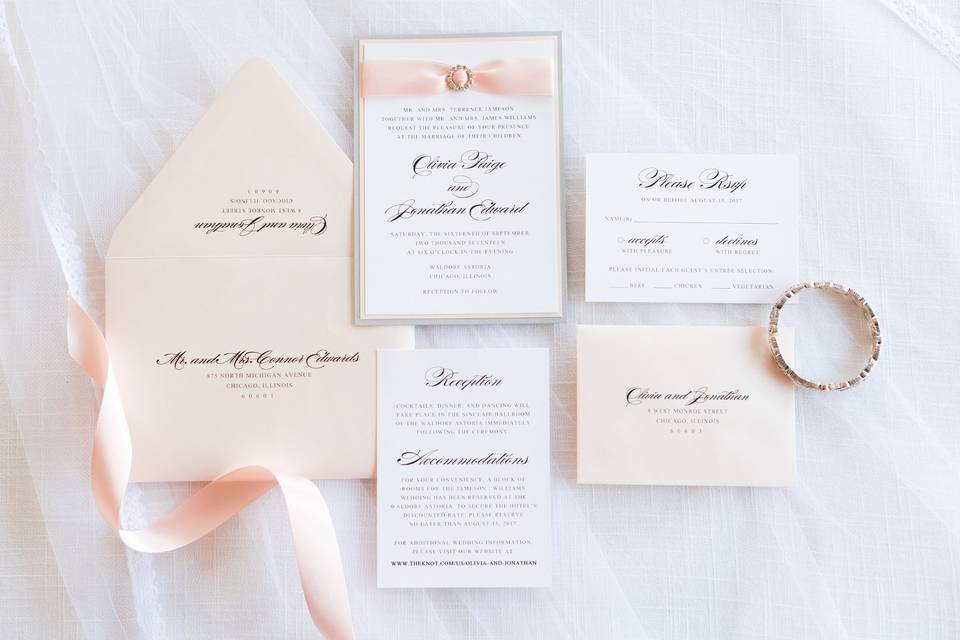 Blush pink invitation set