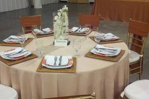 Table setup with centerpiece