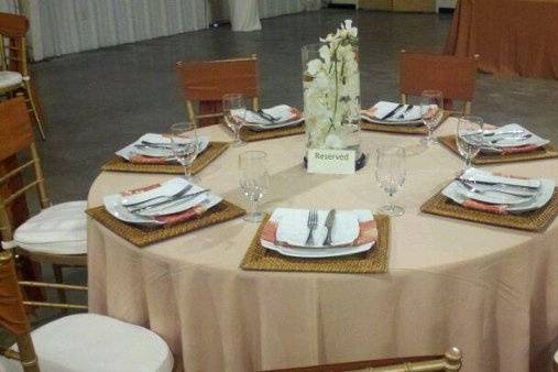 Table setup with centerpiece