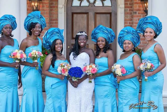 The bride with her bridesmaids