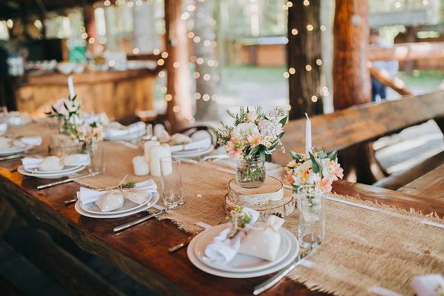 Table setup with centerpiece