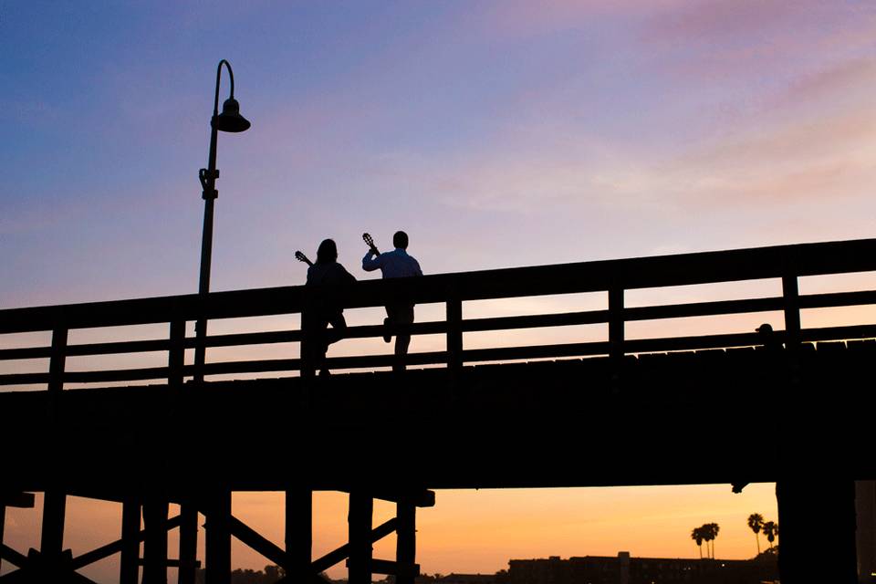 Guitar duo at dusk.