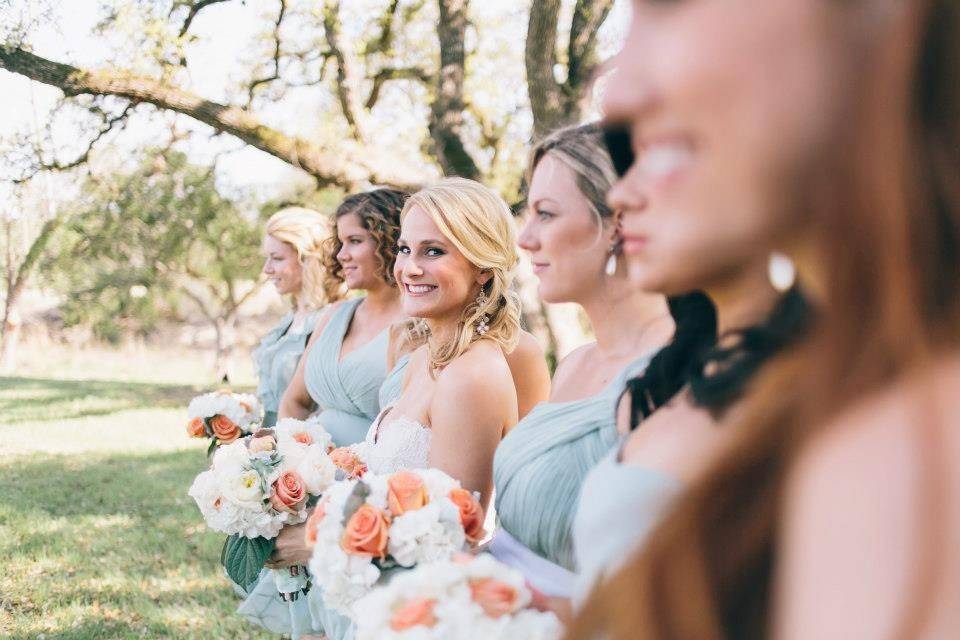 Bride and her bridesmaids