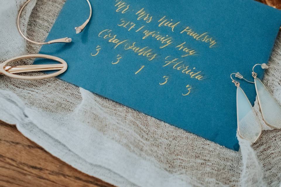 Blue & Gold Envelope