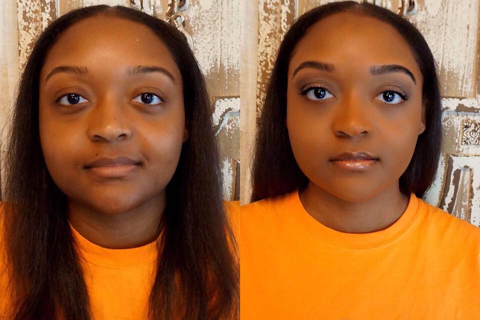 Before & after natural makeup