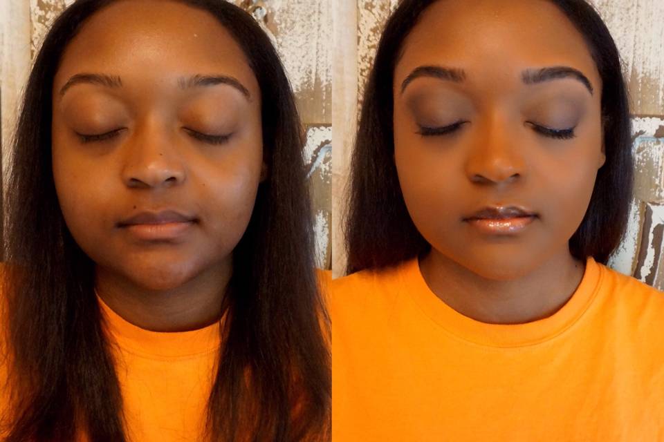 Before & after natural makeup