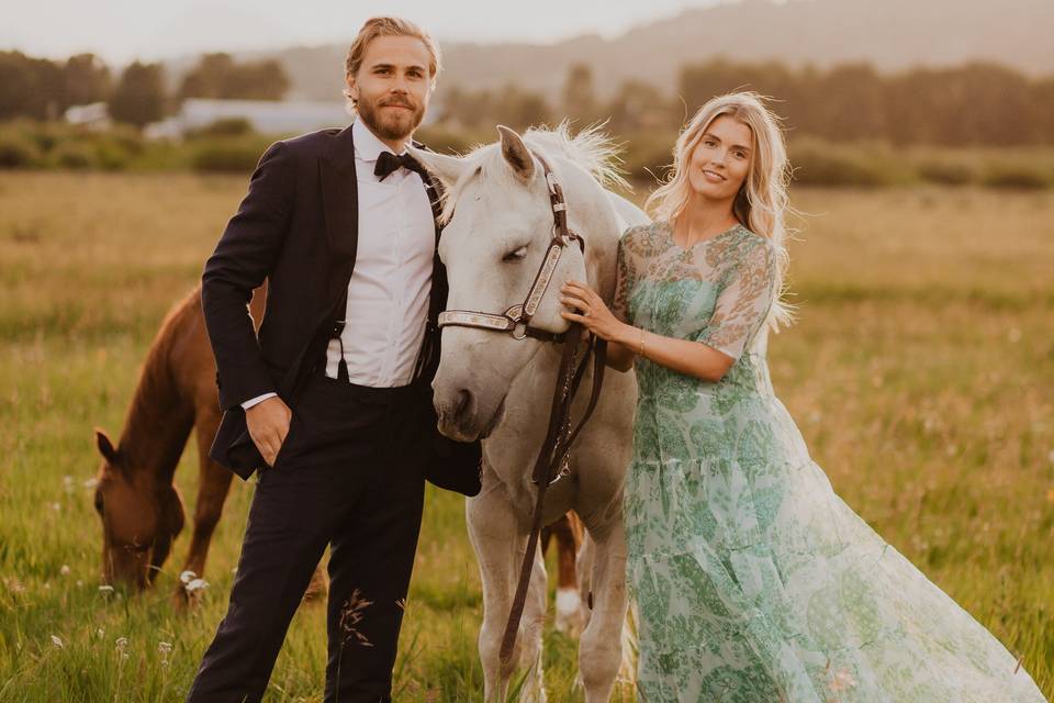 Horse and bride and groom 1