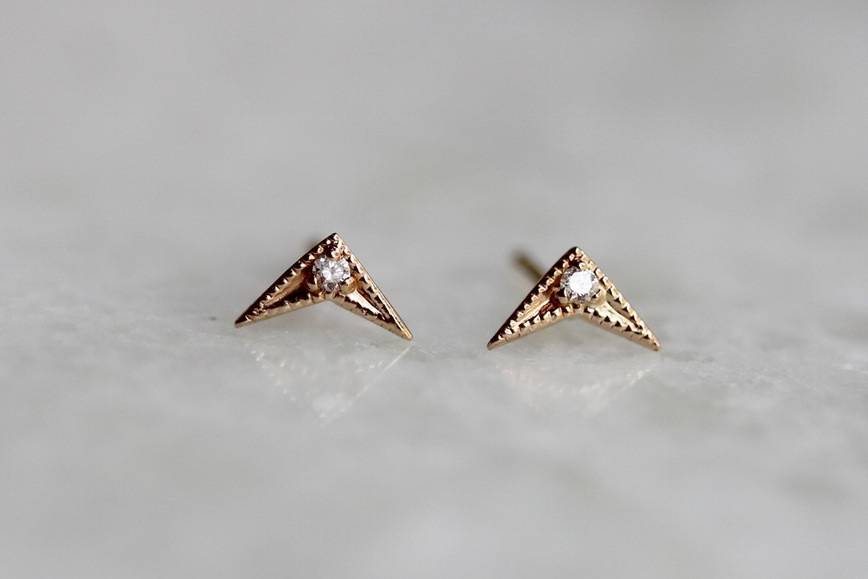 CHEVRON DIAMOND STUDS